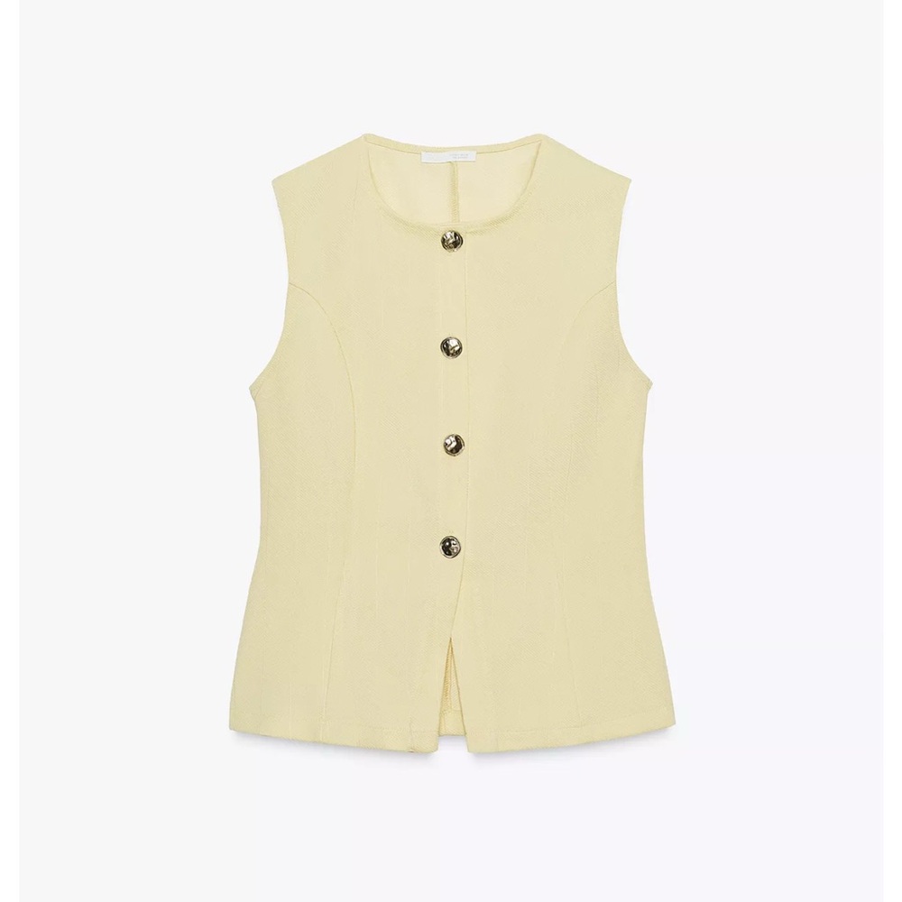 Zara Twill Button-Up Vest Top